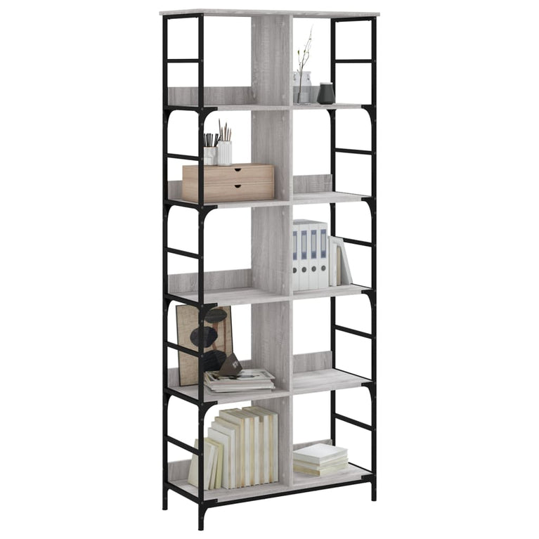 Boekenrek 78,5x33x188,5 cm bewerkt hout grijs sonoma eikenkleur MeubelReus