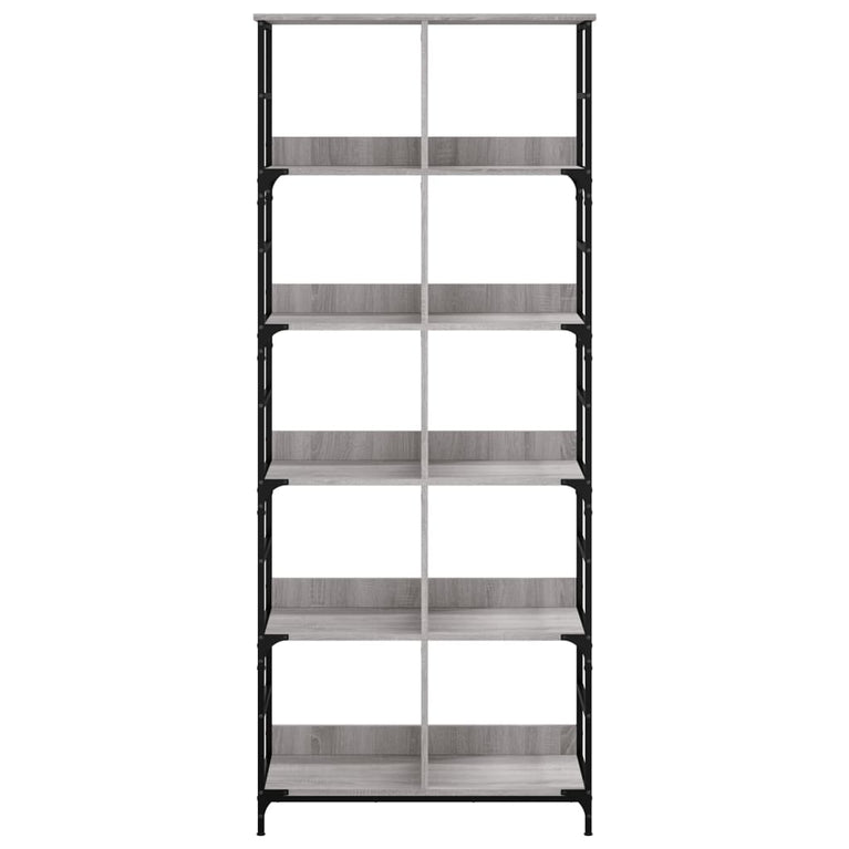 Boekenrek 78,5x33x188,5 cm bewerkt hout grijs sonoma eikenkleur MeubelReus