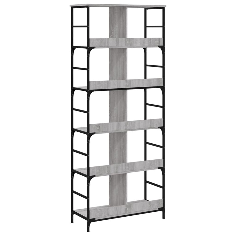 Boekenrek 78,5x33x188,5 cm bewerkt hout grijs sonoma eikenkleur MeubelReus