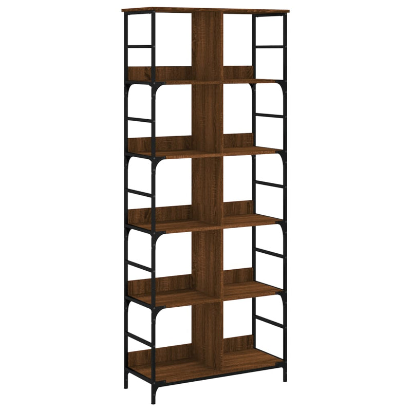 Boekenrek 78,5x33x188,5 cm bewerkt hout bruin eikenkleur MeubelReus