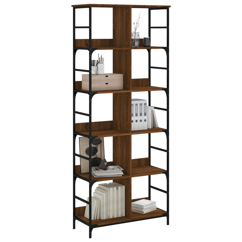 Boekenrek 78,5x33x188,5 cm bewerkt hout bruin eikenkleur MeubelReus