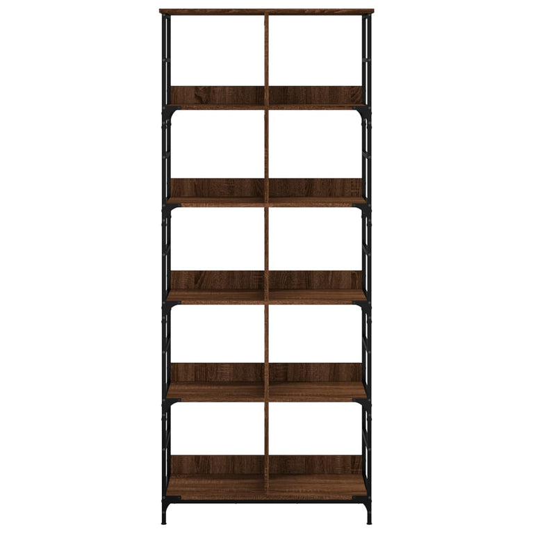 Boekenrek 78,5x33x188,5 cm bewerkt hout bruin eikenkleur MeubelReus