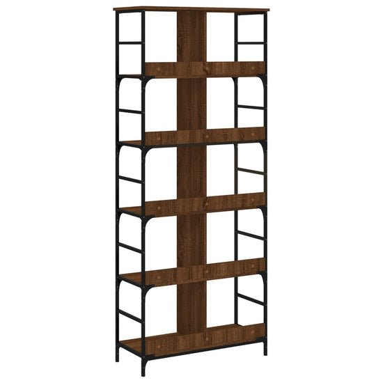 Boekenrek 78,5x33x188,5 cm bewerkt hout bruin eikenkleur MeubelReus
