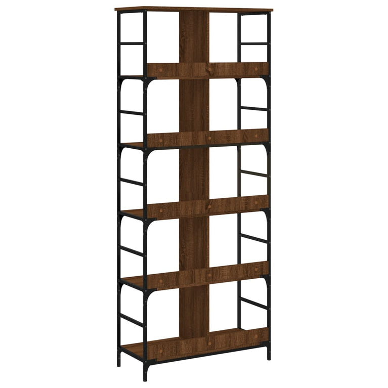 Boekenrek 78,5x33x188,5 cm bewerkt hout bruin eikenkleur MeubelReus