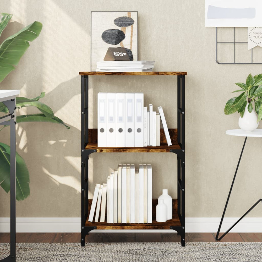 Boekenrek 50x33x82 cm bewerkt hout gerookt eikenkleurig MeubelReus
