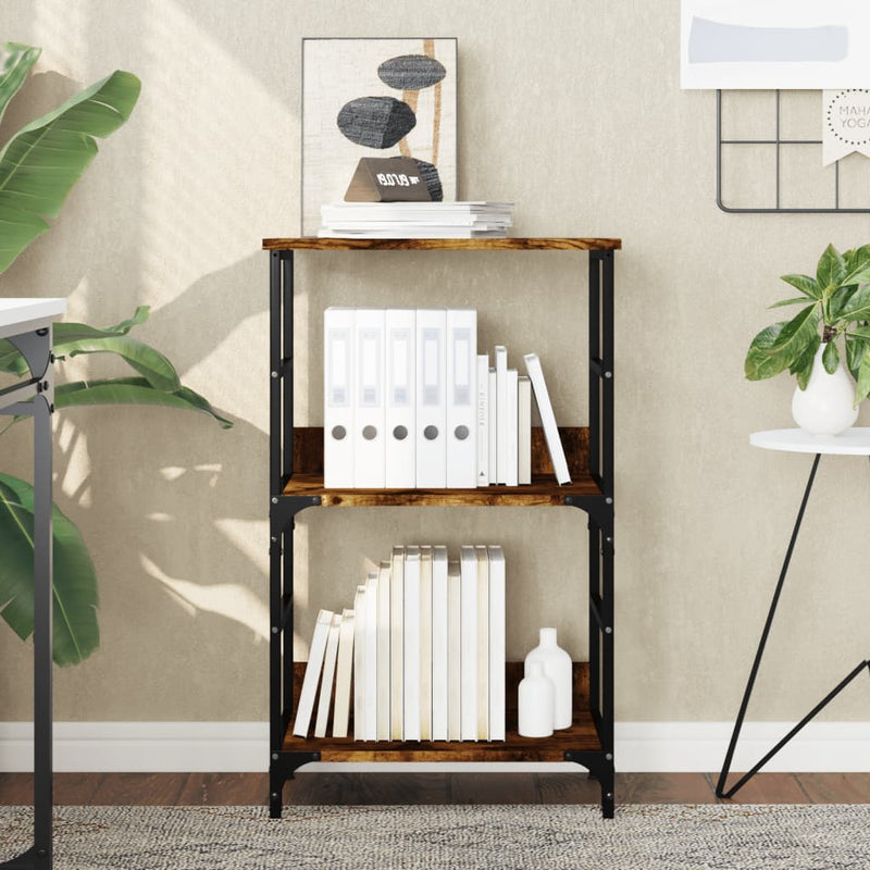 Boekenrek 50x33x82 cm bewerkt hout gerookt eikenkleurig MeubelReus
