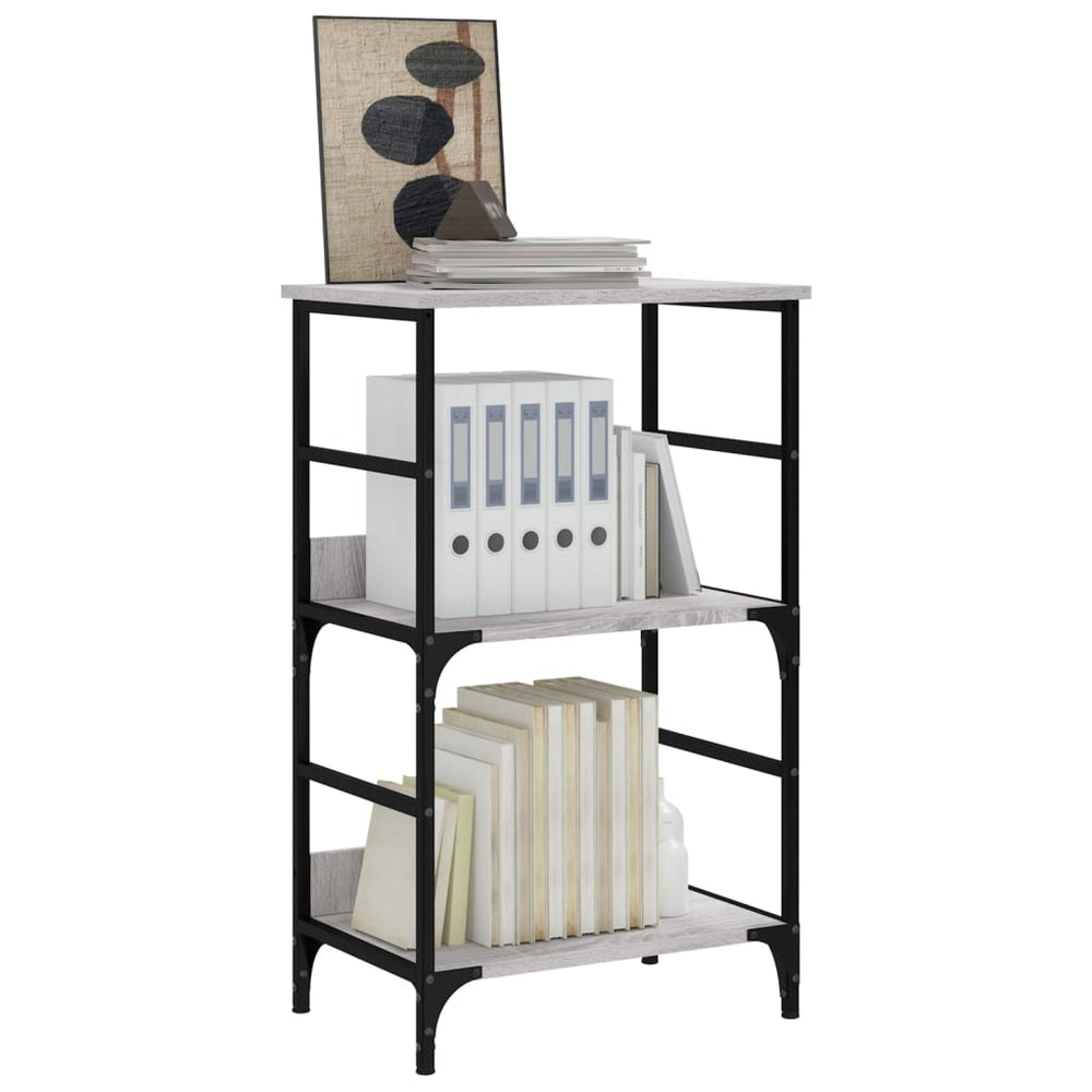 Boekenrek 50x33x82 cm bewerkt hout grijs sonoma eikenkleurig MeubelReus