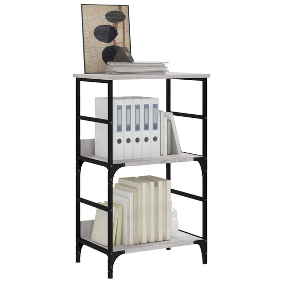 Boekenrek 50x33x82 cm bewerkt hout grijs sonoma eikenkleurig MeubelReus