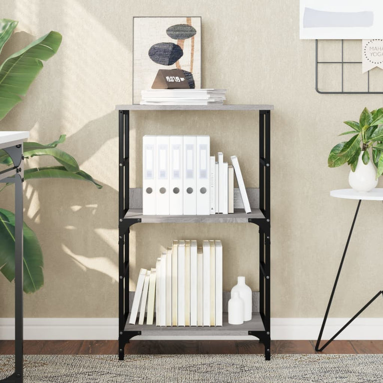 Boekenrek 50x33x82 cm bewerkt hout grijs sonoma eikenkleurig MeubelReus