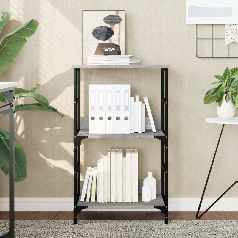 Boekenrek 50x33x82 cm bewerkt hout grijs sonoma eikenkleurig MeubelReus