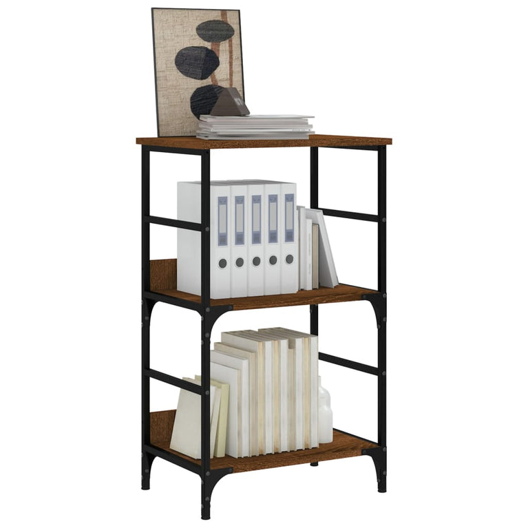 Boekenrek 50x33x82 cm bewerkt hout bruin eikenkleur MeubelReus