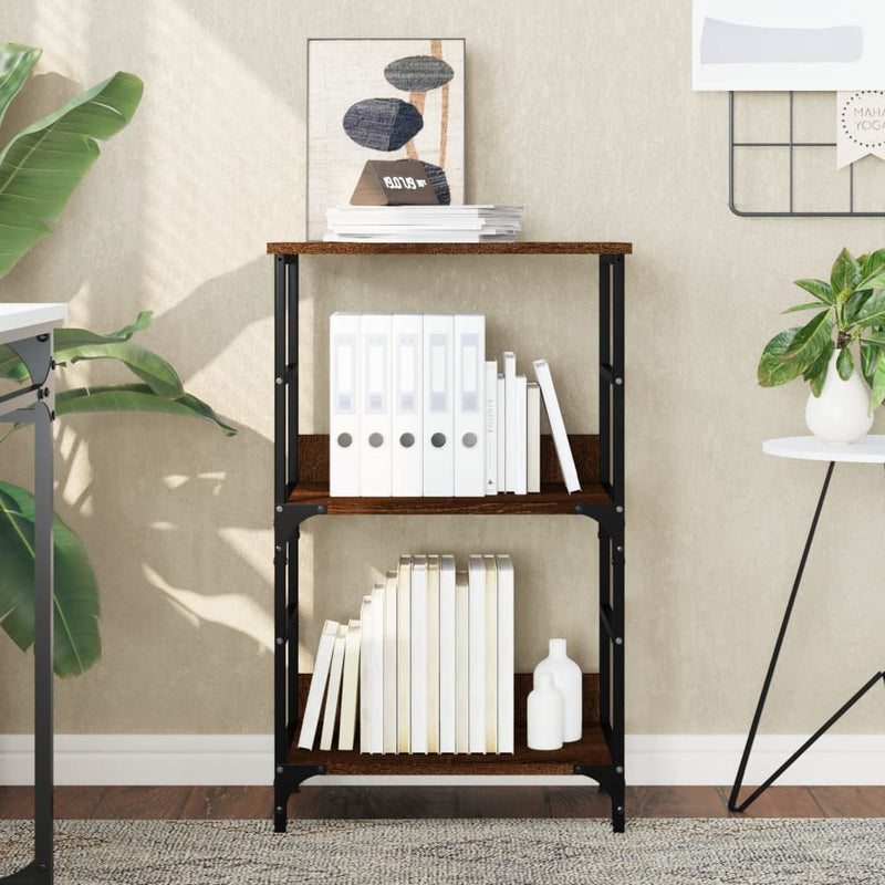 Boekenrek 50x33x82 cm bewerkt hout bruin eikenkleur MeubelReus