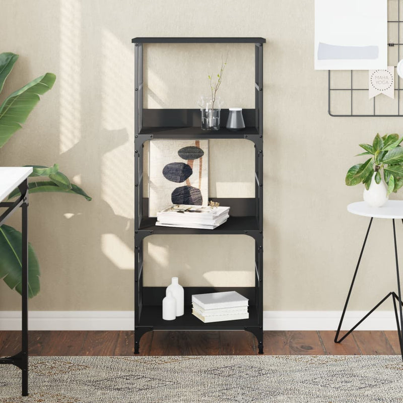 Boekenrek 50x33x117,5 cm bewerkt hout zwart MeubelReus