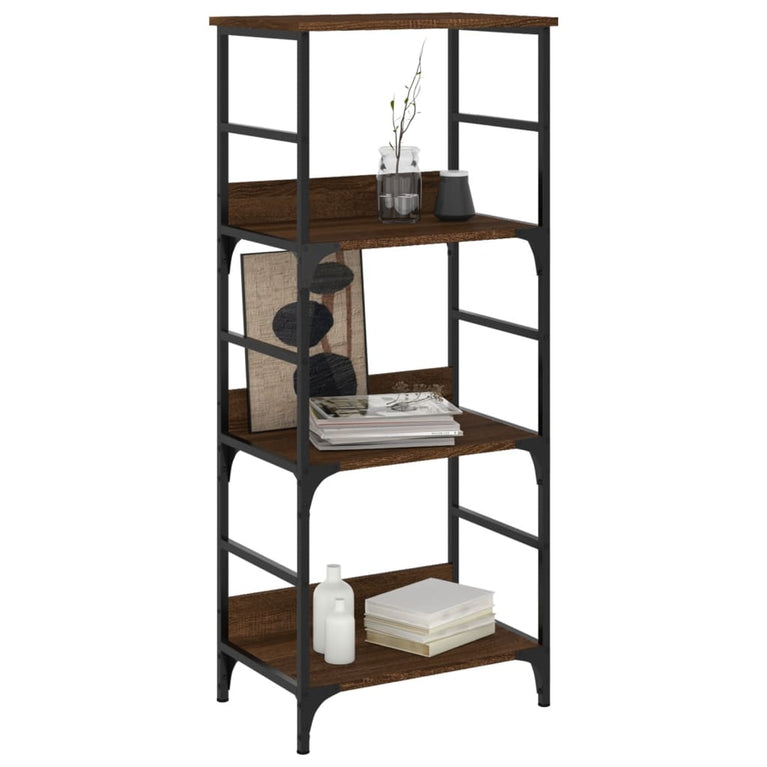 Boekenrek 50x33x117,5 cm bewerkt hout bruin eikenkleur MeubelReus