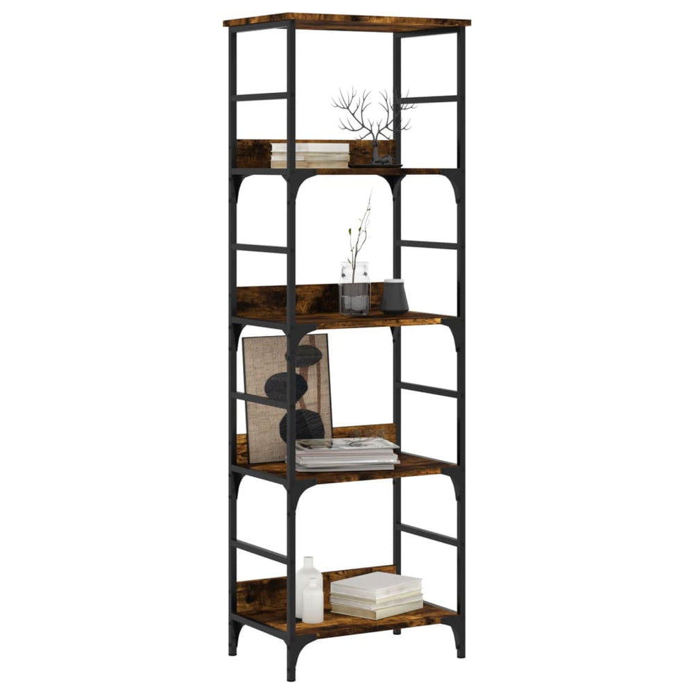 Boekenrek 50x33x153 cm bewerkt hout gerookt eikenkleurig MeubelReus