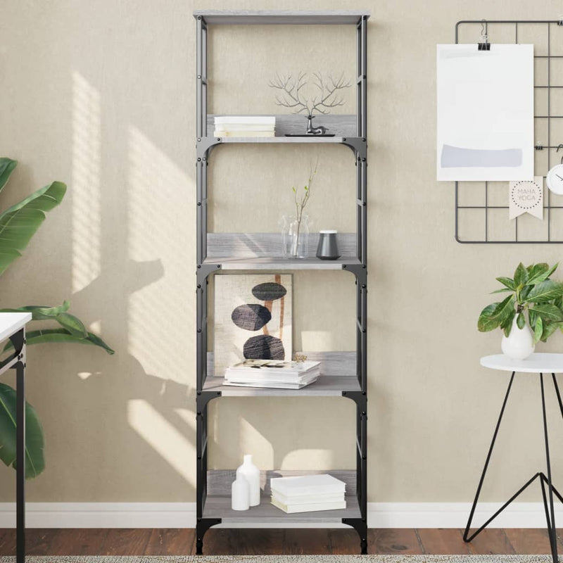 Boekenrek 50x33x153 cm bewerkt hout grijs sonoma eikenkleurig MeubelReus