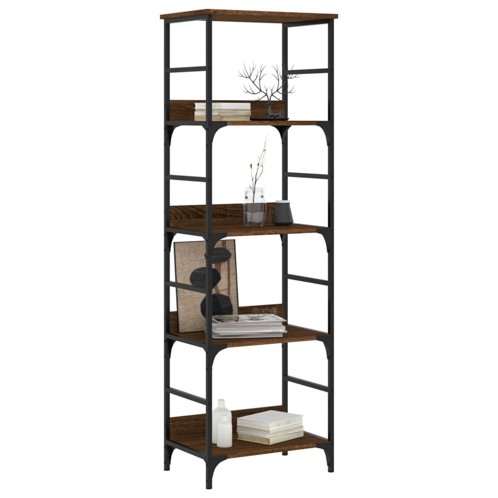 Boekenrek 50x33x153 cm bewerkt hout bruin eikenkleur MeubelReus