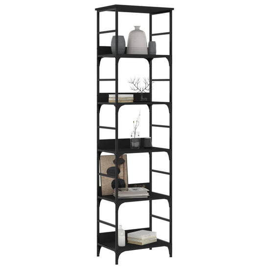 Boekenrek 50x33x188,5 cm bewerkt hout zwart MeubelReus