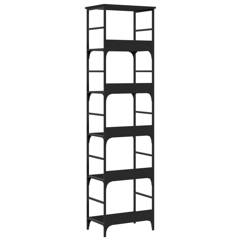 Boekenrek 50x33x188,5 cm bewerkt hout zwart MeubelReus