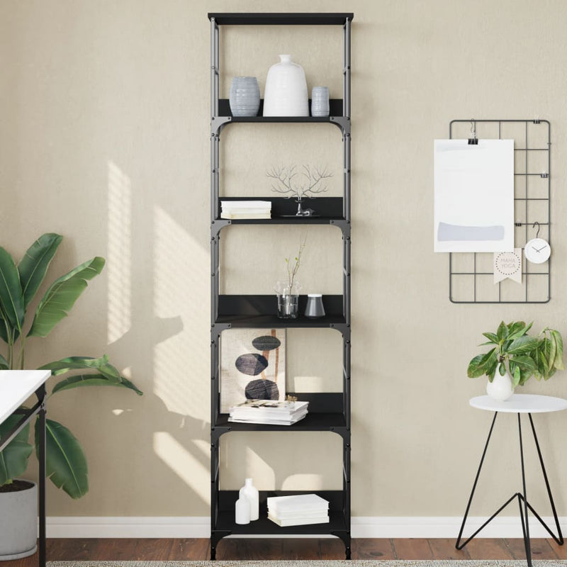 Boekenrek 50x33x188,5 cm bewerkt hout zwart MeubelReus