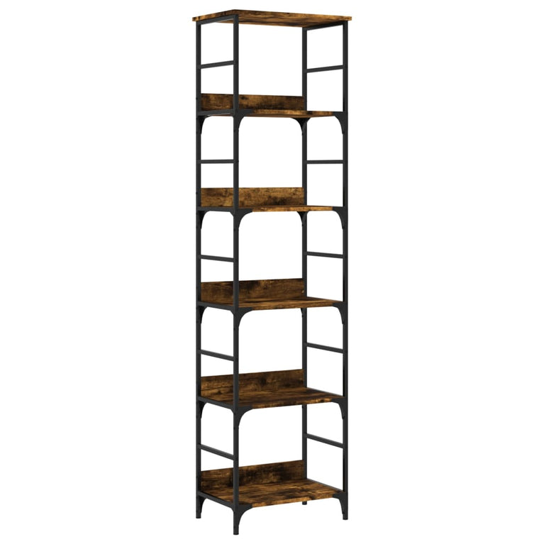 Boekenrek 50x33x188,5 cm bewerkt hout gerookt eikenkleurig MeubelReus