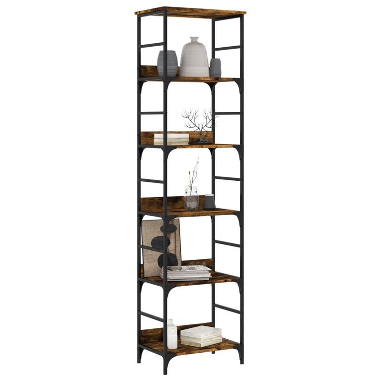 Boekenrek 50x33x188,5 cm bewerkt hout gerookt eikenkleurig MeubelReus
