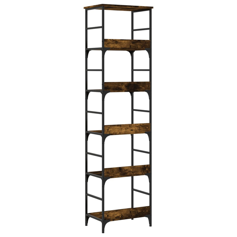 Boekenrek 50x33x188,5 cm bewerkt hout gerookt eikenkleurig MeubelReus