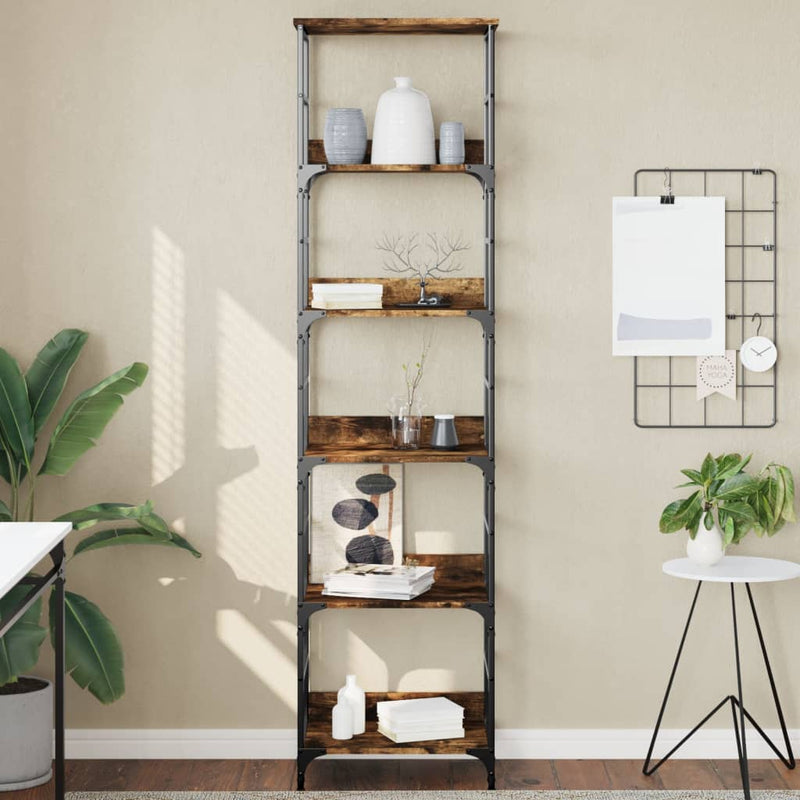 Boekenrek 50x33x188,5 cm bewerkt hout gerookt eikenkleurig MeubelReus
