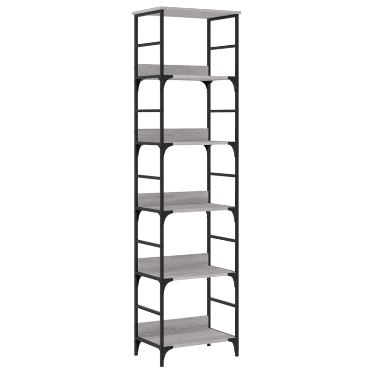 Boekenrek 50x33x188,5 cm bewerkt hout grijs sonoma eikenkleurig MeubelReus