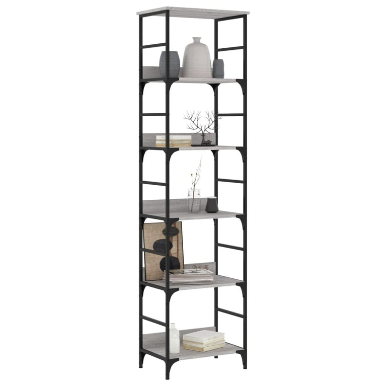 Boekenrek 50x33x188,5 cm bewerkt hout grijs sonoma eikenkleurig MeubelReus