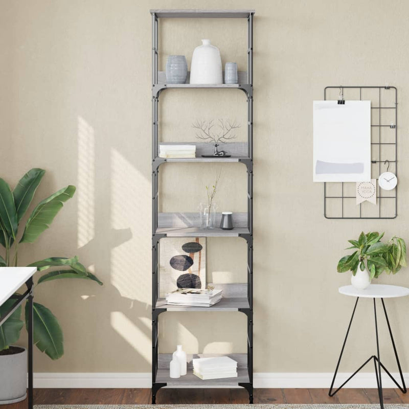 Boekenrek 50x33x188,5 cm bewerkt hout grijs sonoma eikenkleurig MeubelReus