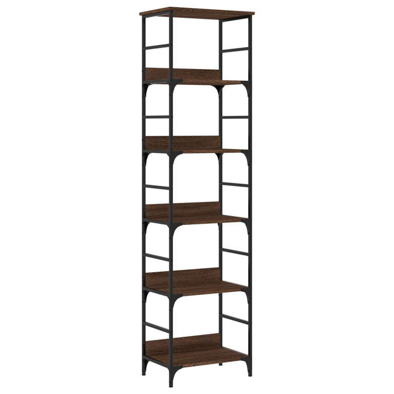 Boekenrek 50x33x188,5 cm bewerkt hout bruin eikenkleur MeubelReus