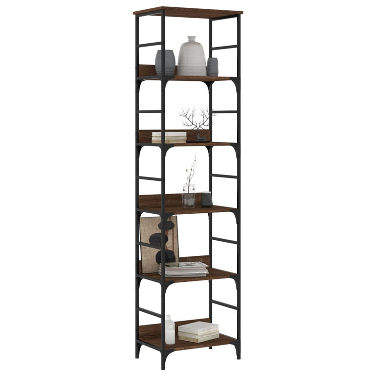 Boekenrek 50x33x188,5 cm bewerkt hout bruin eikenkleur MeubelReus
