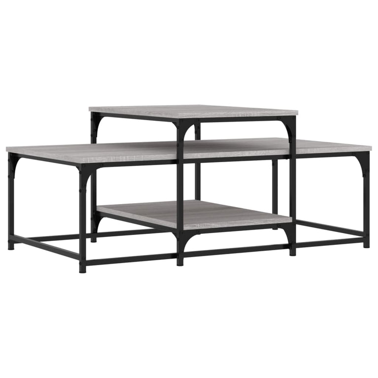 Salontafel 102x60x45 cm bewerkt hout grijs sonoma eikenkleurig MeubelReus
