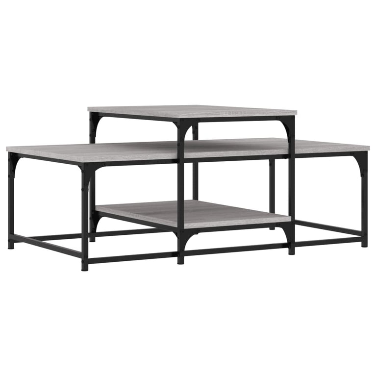 Salontafel 102x60x45 cm bewerkt hout grijs sonoma eikenkleurig MeubelReus