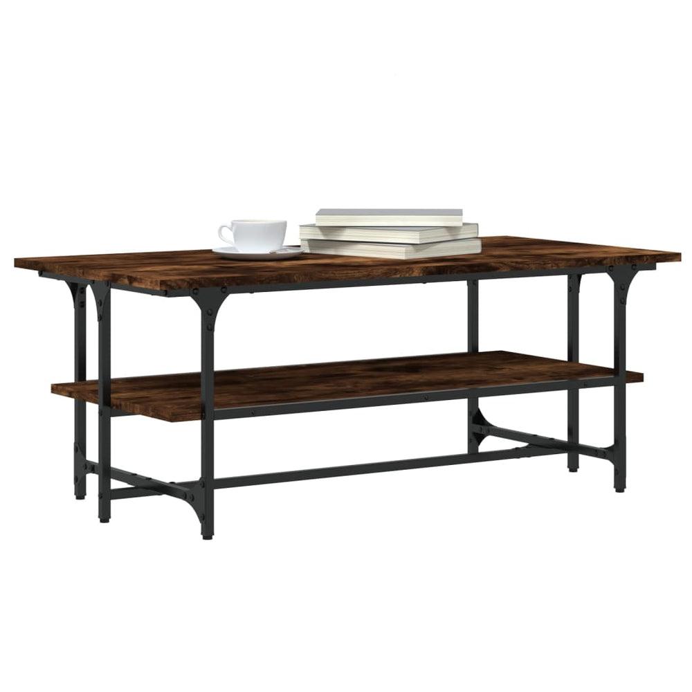 Salontafel 100x50x40 cm bewerkt hout gerookt eikenkleurig MeubelReus