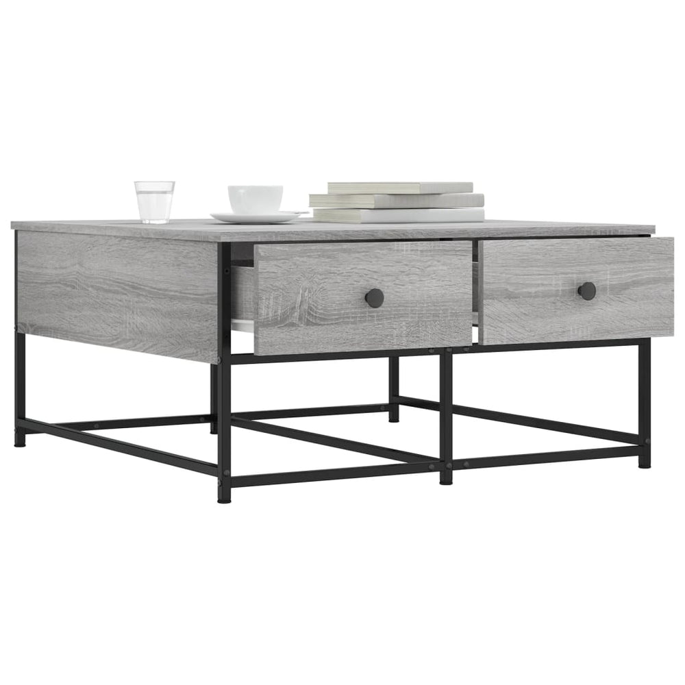 Salontafel 80x80x40 cm bewerkt hout grijs sonoma eikenkleurig MeubelReus