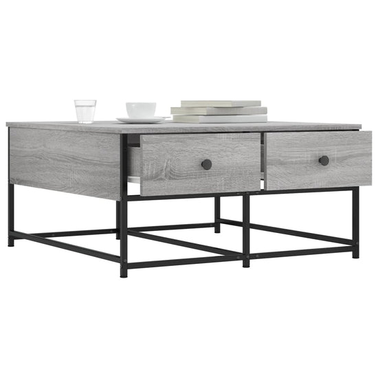 Salontafel 80x80x40 cm bewerkt hout grijs sonoma eikenkleurig MeubelReus