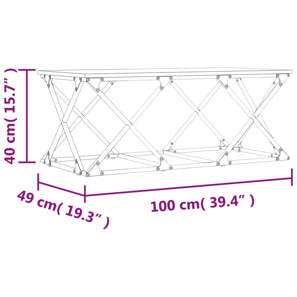 Salontafel 100x49x40 cm bewerkt hout grijs sonoma MeubelReus