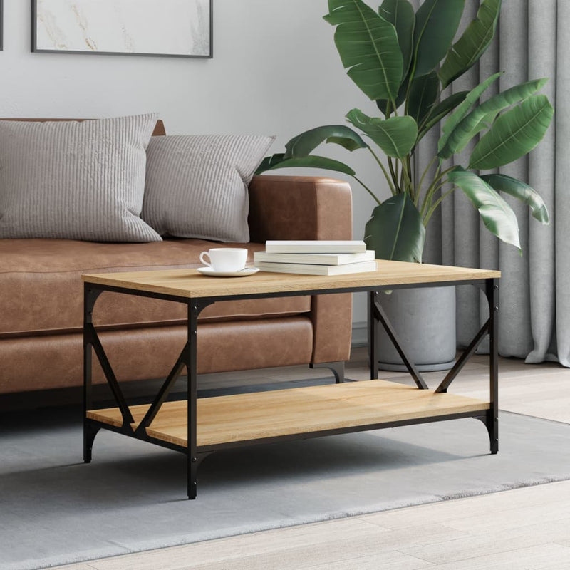 Salontafel 90x50x45 cm bewerkt hout sonoma eikenkleurig MeubelReus