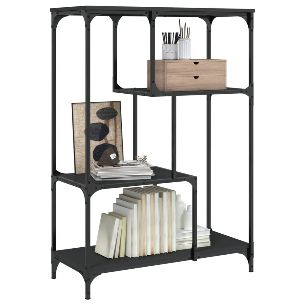 Boekenrek 81x36x115 cm bewerkt hout en staal zwart MeubelReus