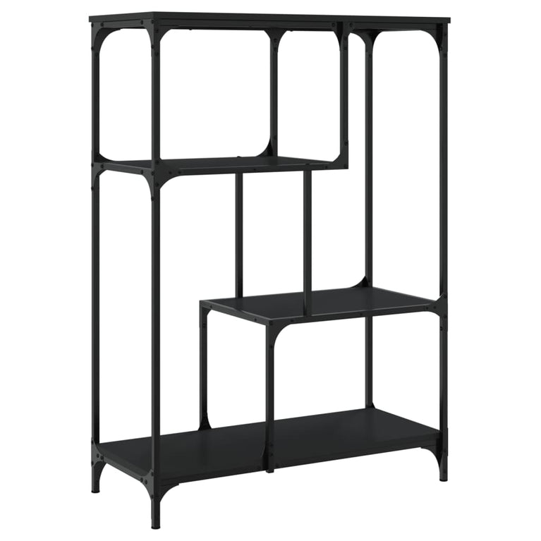 Boekenrek 81x36x115 cm bewerkt hout en staal zwart MeubelReus