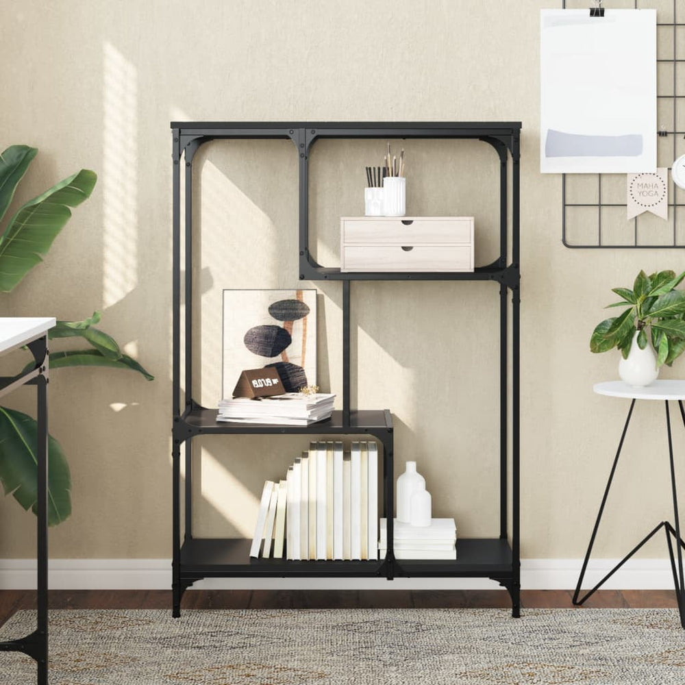 Boekenrek 81x36x115 cm bewerkt hout en staal zwart MeubelReus