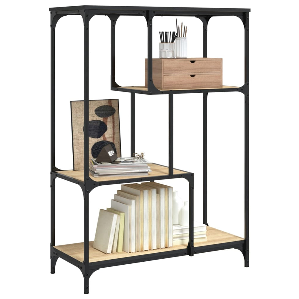 Boekenrek 81x36x115 cm bewerkt hout en staal sonoma eikenkleur MeubelReus