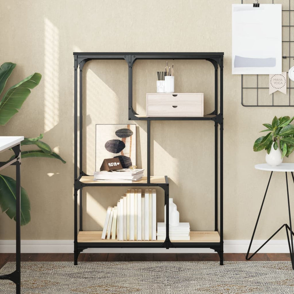 Boekenrek 81x36x115 cm bewerkt hout en staal sonoma eikenkleur MeubelReus