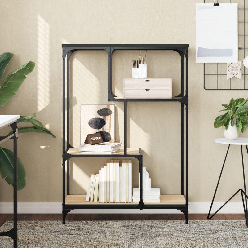 Boekenrek 81x36x115 cm bewerkt hout en staal sonoma eikenkleur MeubelReus