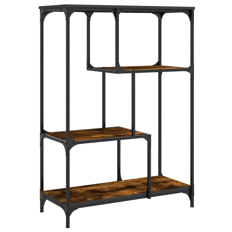 Boekenrek 81x36x115 cm bewerkt hout en staal gerookt eikenkleur MeubelReus