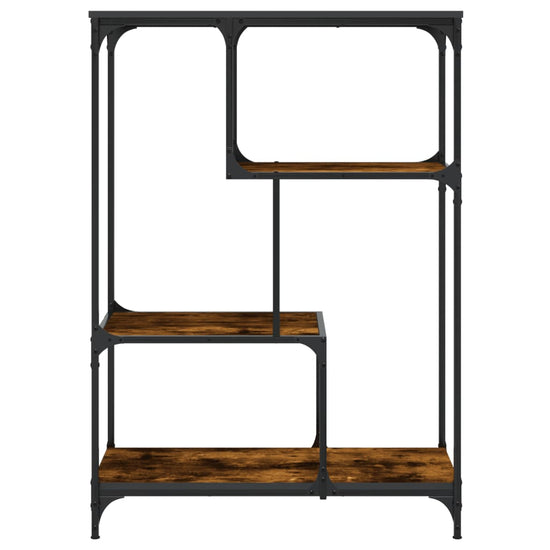 Boekenrek 81x36x115 cm bewerkt hout en staal gerookt eikenkleur MeubelReus