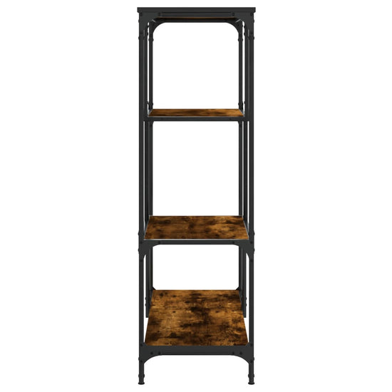 Boekenrek 81x36x115 cm bewerkt hout en staal gerookt eikenkleur MeubelReus