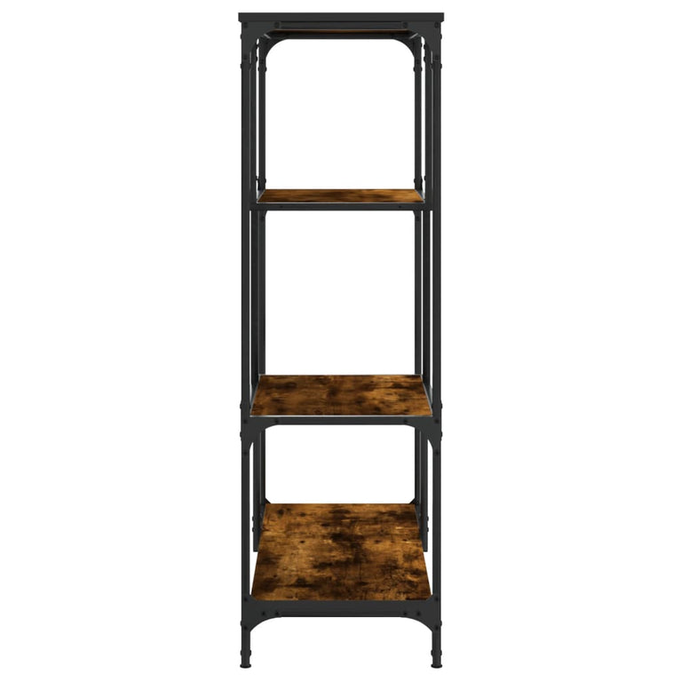 Boekenrek 81x36x115 cm bewerkt hout en staal gerookt eikenkleur MeubelReus